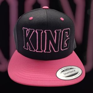 KING Black and Pink Snapback Hat Unisex Fit